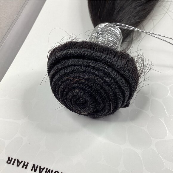 Natural Straight 24” Natural Black 100% Pure Virgin Human Hair Extensions - Picture 3 of 7